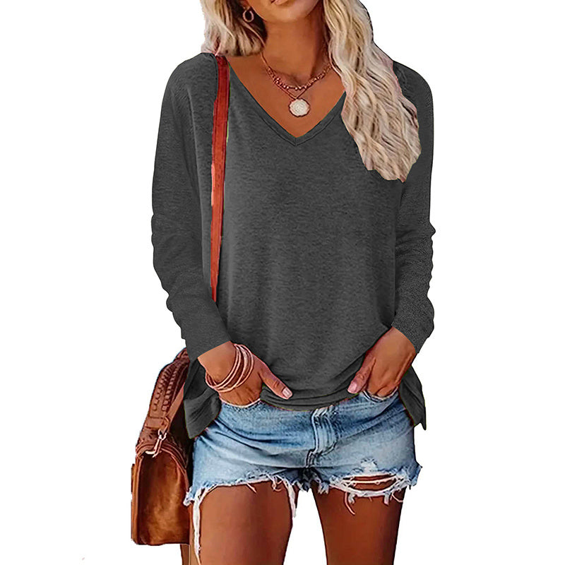 2PCS Womens T Shirts Long Sleeve V Neck Basic Tee Soft Casual Loose Fit Fall Tops Outfits 2025