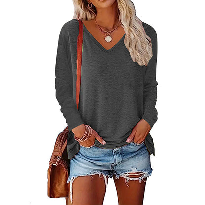 2PCS Womens T Shirts Long Sleeve V Neck Basic Tee Soft Casual Loose Fit Fall Tops Outfits 2025