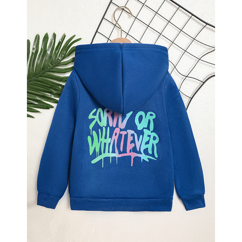 Toddler Girl Zip Up Hoodie Jacket Sorry Or Whatever Letter Print Long Sleeve Sweatshirt Kids Hooded Jacket