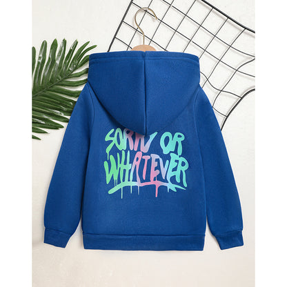 Toddler Girl Zip Up Hoodie Jacket Sorry Or Whatever Letter Print Long Sleeve Sweatshirt Kids Hooded Jacket
