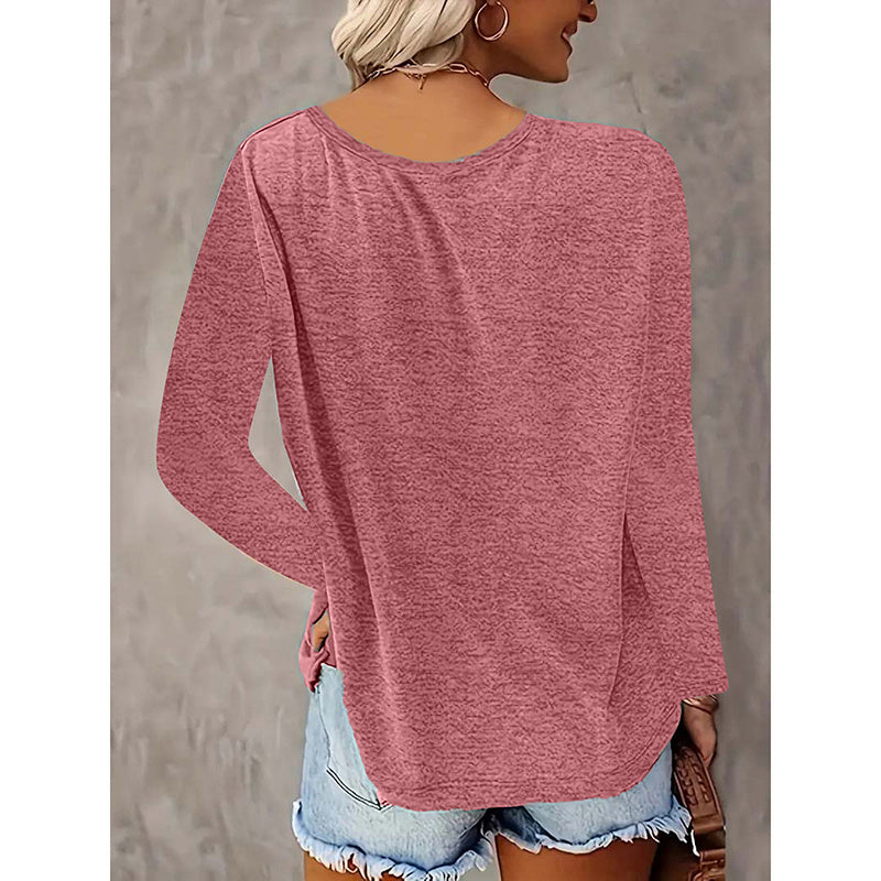 2PCS Womens T Shirts Long Sleeve V Neck Basic Tee Soft Casual Loose Fit Fall Tops Outfits 2025