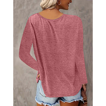 2PCS Womens T Shirts Long Sleeve V Neck Basic Tee Soft Casual Loose Fit Fall Tops Outfits 2025