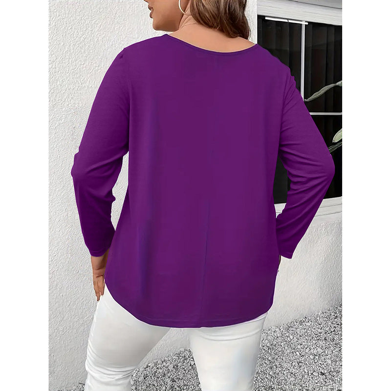 Women's Plus Size Long Sleeve Tunic Tops Criss Cross V-Neck Blouse Casual Fall Shirts For Women 1X-5X