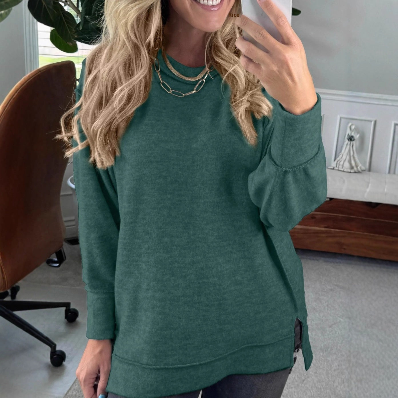 Women's Casual Round Neck Long Sleeve Pullover Hoodie All-matching