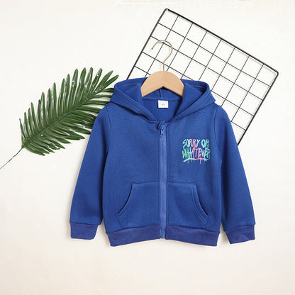 Toddler Girl Zip Up Hoodie Jacket Sorry Or Whatever Letter Print Long Sleeve Sweatshirt Kids Hooded Jacket