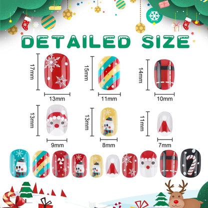 Christmas Stick On Nail, 48 Pcs False Nails Kids Full Cover Xmas Short False Nail Children Nails Lovely Gift For Kids Little Girls Nail Art Decoration-Ban On Selling On Amazon