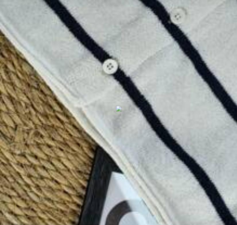 Women's 2025 Spring Summer Casual Fold-Down Short Sleeve Fashion Button Knitted Cardigan Sweater Navy Striped Sleeve Knitted Cardigan