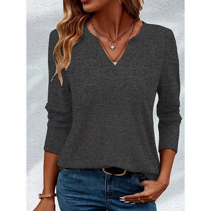 Womens 3-Pack V Neck Long Sleeve T Shirts Casual Loose Fit Fall Tops Trendy 2025