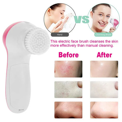 New advance, Waterproof Facial Cleansing Brush Face Spin Cleaning Brush Scrubber With 5 Brush Heads For Women