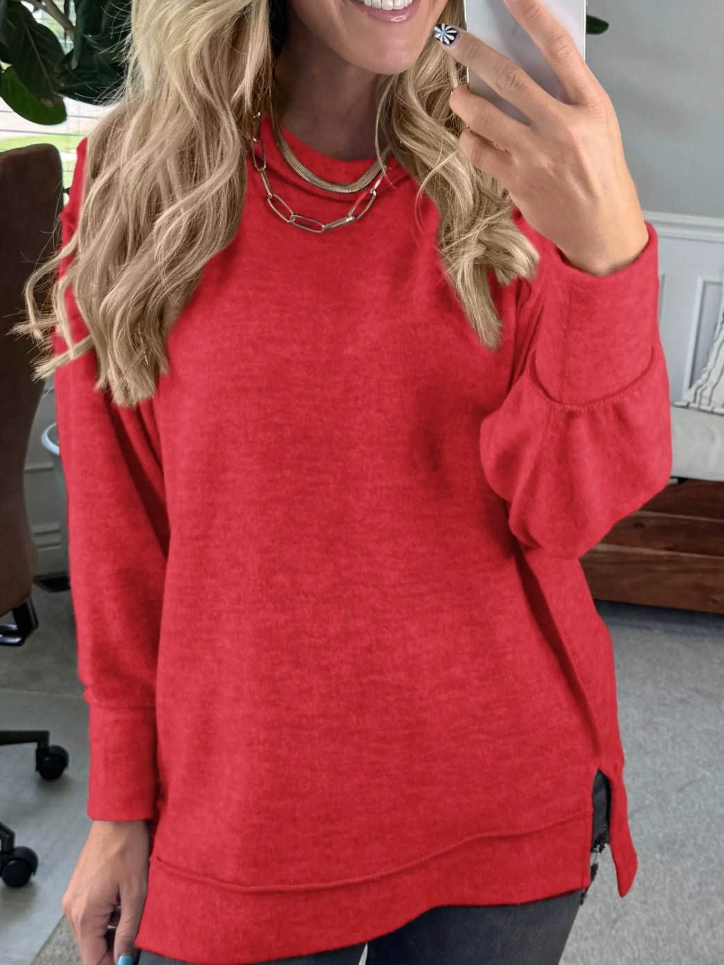 Women's Casual Round Neck Long Sleeve Pullover Hoodie All-matching