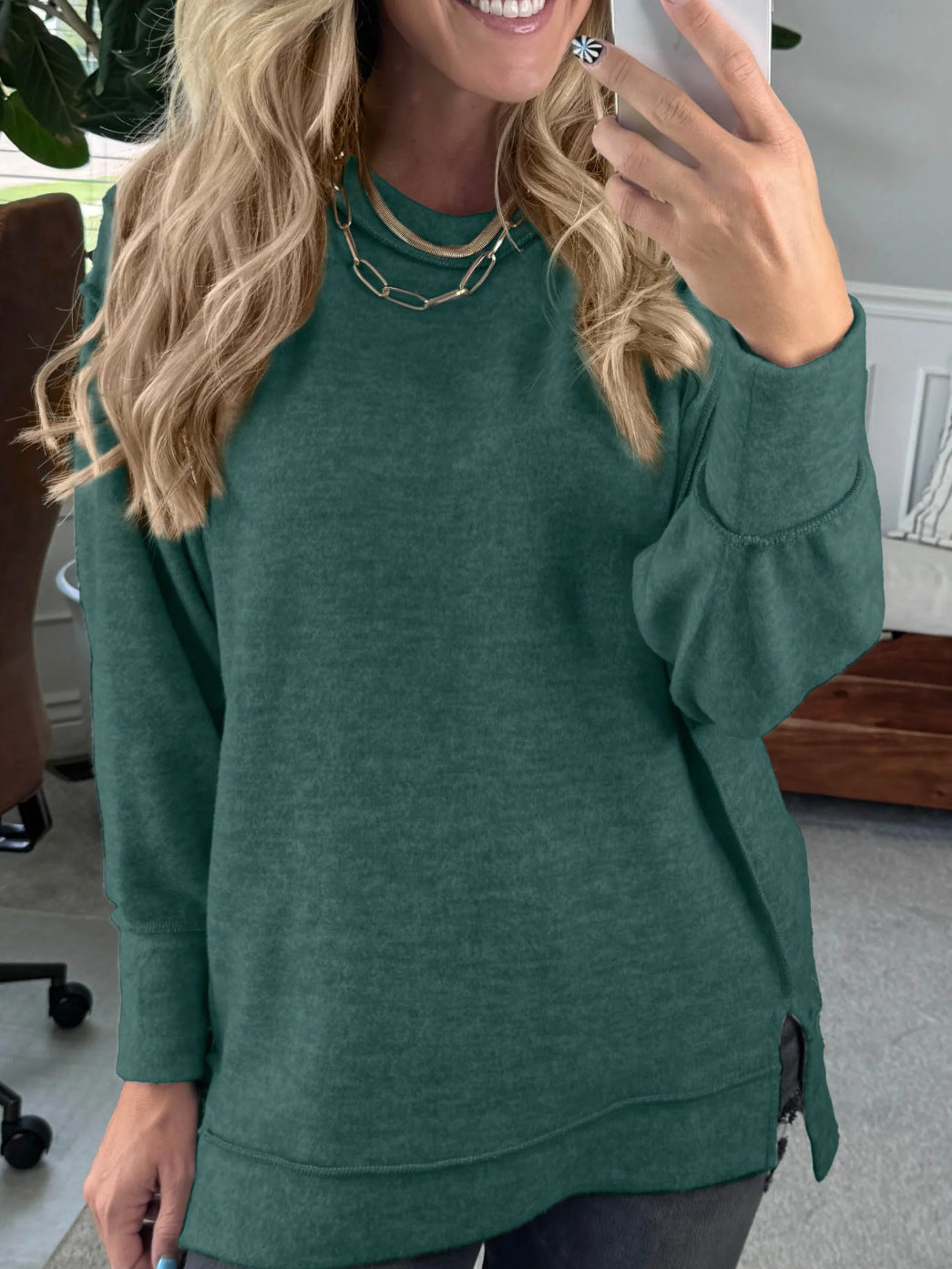 Women's Casual Round Neck Long Sleeve Pullover Hoodie All-matching