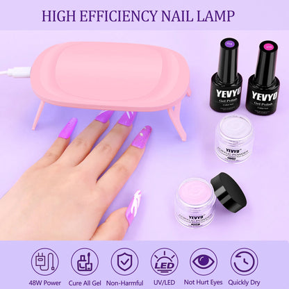 Acrylic Nail Kit With UV Light, 4 Colors Gel Polish Kit With 24 Glitter Colors Acrylic Powder Monomer Liquid