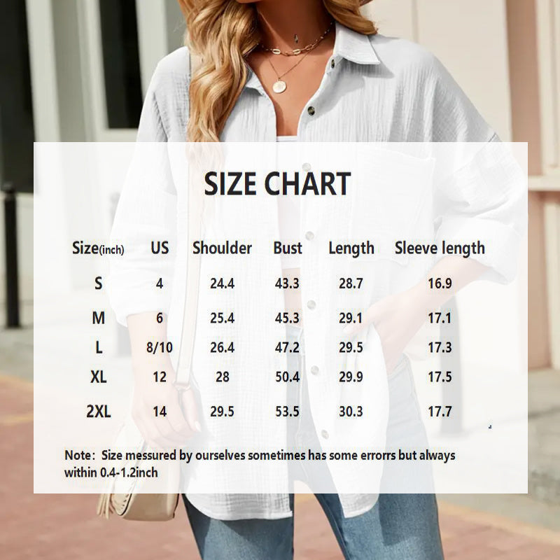 New Women's Solid Color V-Neck Long Sleeve Blouse - Textured Button-Up Shirt, Casual & Minimalist Top For Spring&Fall