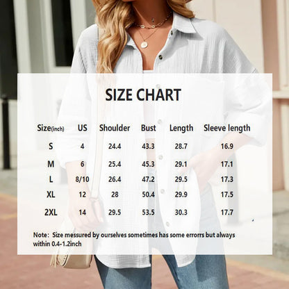 New Women's Solid Color V-Neck Long Sleeve Blouse - Textured Button-Up Shirt, Casual & Minimalist Top For Spring&Fall