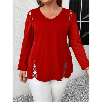 Women's Plus Size Long Sleeve Tunic Tops Criss Cross V-Neck Blouse Casual Fall Shirts For Women 1X-5X