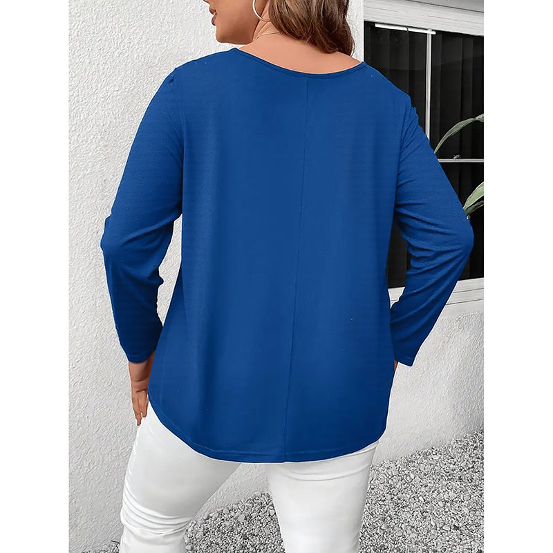 Women's Plus Size Long Sleeve Tunic Tops Criss Cross V-Neck Blouse Casual Fall Shirts For Women 1X-5X