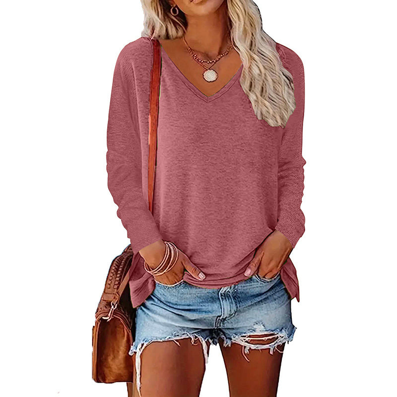2PCS Womens T Shirts Long Sleeve V Neck Basic Tee Soft Casual Loose Fit Fall Tops Outfits 2025