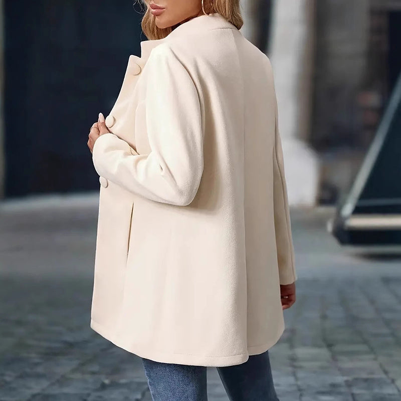 New 2025 Womens Elegant Single Breasted Coat Long Sleeve Mid Winter Overcoat Work Office Coats