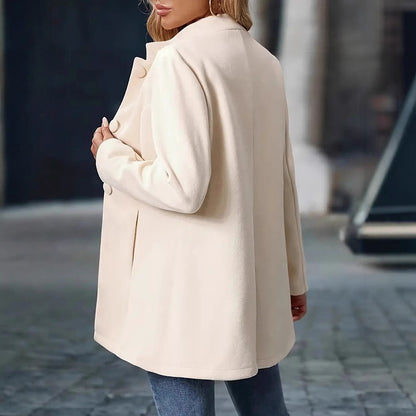New 2025 Womens Elegant Single Breasted Coat Long Sleeve Mid Winter Overcoat Work Office Coats
