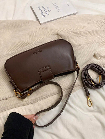 Women Retro Solid Color Dual Strap Suede Shoulder Crossbody Saddle Bag, Autumn And Winter Hot Women Bag, Suede Purse, Newest Fashionable Suede Bag For Women