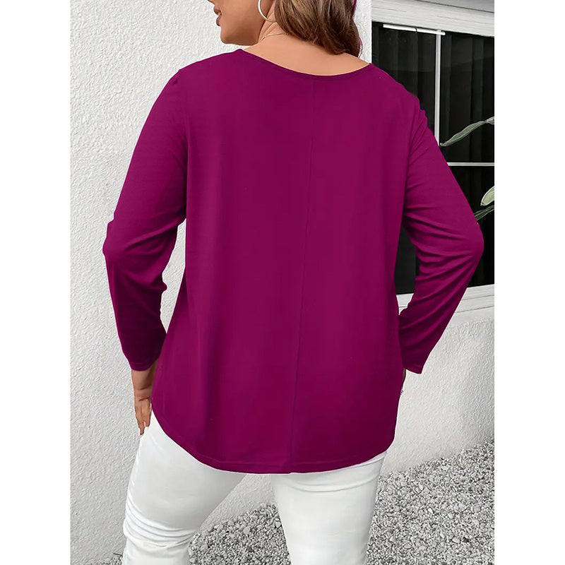 Women's Plus Size Long Sleeve Tunic Tops Criss Cross V-Neck Blouse Casual Fall Shirts For Women 1X-5X