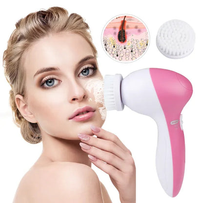 New advance, Waterproof Facial Cleansing Brush Face Spin Cleaning Brush Scrubber With 5 Brush Heads For Women