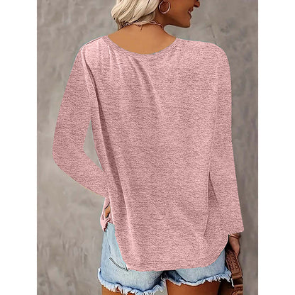 2PCS Womens T Shirts Long Sleeve V Neck Basic Tee Soft Casual Loose Fit Fall Tops Outfits 2025