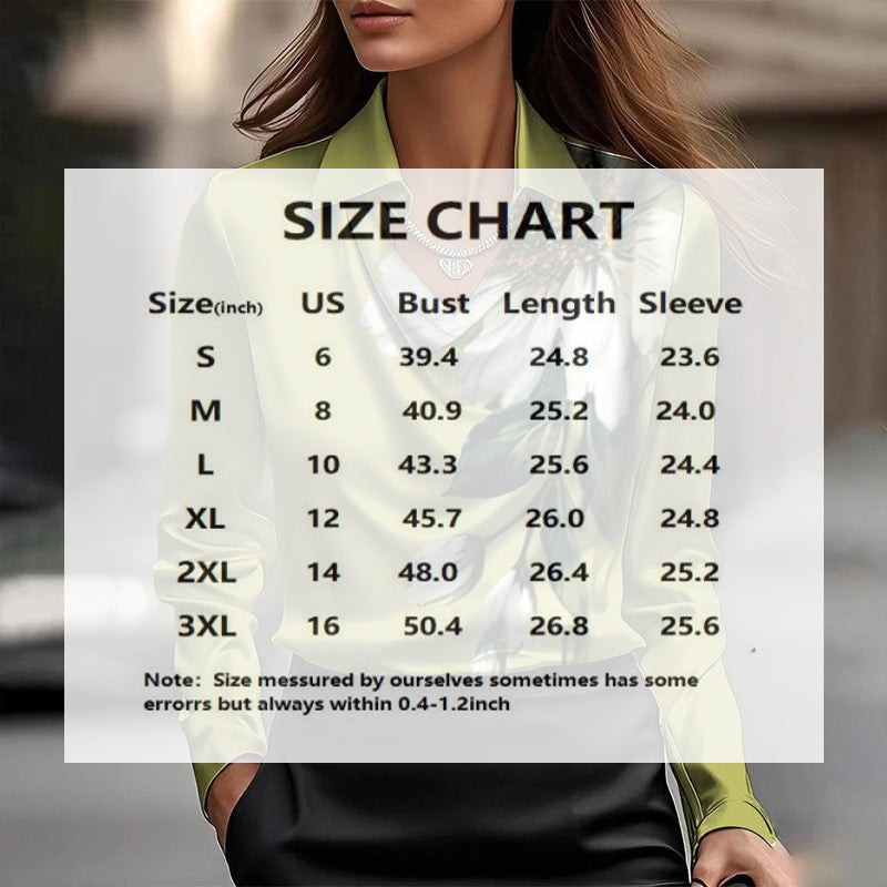 2025 Women's Shirt Collar Long Sleeve Blouse With Floral Print - Button Front Comfort Top For Spring&Fall