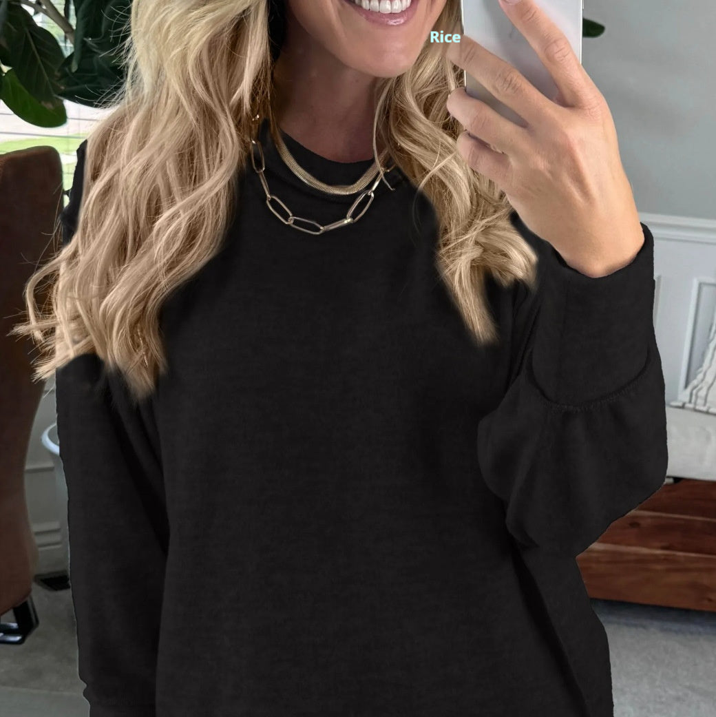 Women's Casual Round Neck Long Sleeve Pullover Hoodie All-matching